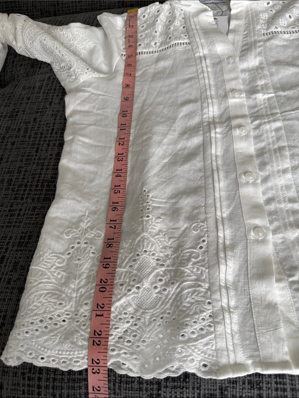 Notations White Eyelet Button-Down Shirt - Picture 5 of 7